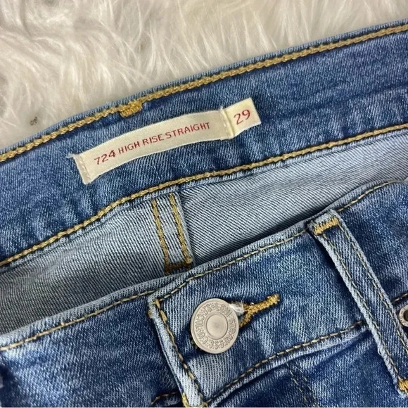 Levi's 724 High Rise Straight Leg Distressed Jeans Size 29 - Picture 3 of 6